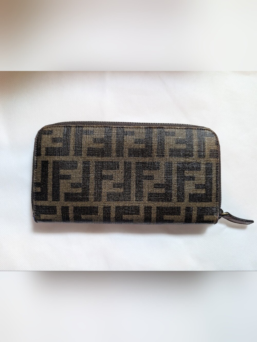 Vintage Fendi Zucca Zip Around Long Wallet